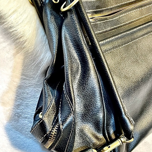 Jones New York black, leather, satchel with multiple pockets and gold hardware. - Picture 7 of 11